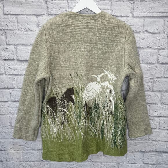 Geiger Womens Blazer Knitted Cardigan Wool Horses Design Size US L EU 42 $430 - Picture 10 of 11